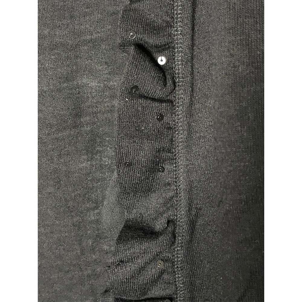 Poof! Clothing Cardigan Sweater Womens L Black Open Front Ruffle Trim - Picture 4 of 7